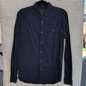 On The Road Navy Blue Polka Dot Dress Shirt